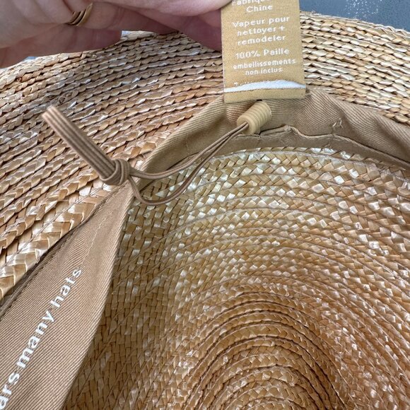 GIGI PIP Isla Straw Wide Brim Fedora Hat Suede Band OS NWOT - Picture 12 of 12